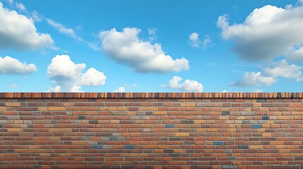 Brick wall and blue sky with cloud background