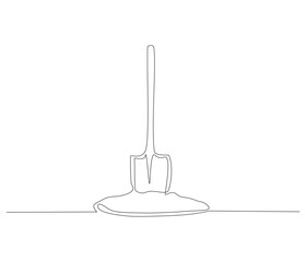 One continuous line drawing of shovel. Single line of shovel vector illustration