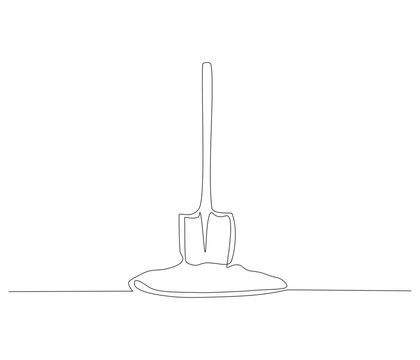 recommend clip art: One continuous line drawing of shovel. Single line of shovel vector illustration