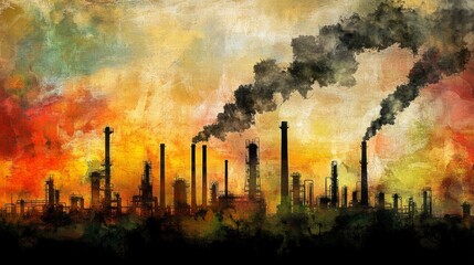 Obraz premium Vibrant Industrial Landscape with Dramatic Textures