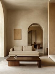 Minimalist Living Room Beige Tones Modern Design