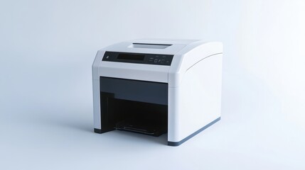 Fototapeta premium A contemporary electric paper shredder, isolated on a clean white background, emphasizing security and efficiency.