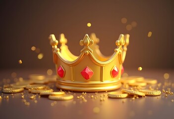 Royal premium gold crown 3d rendering
