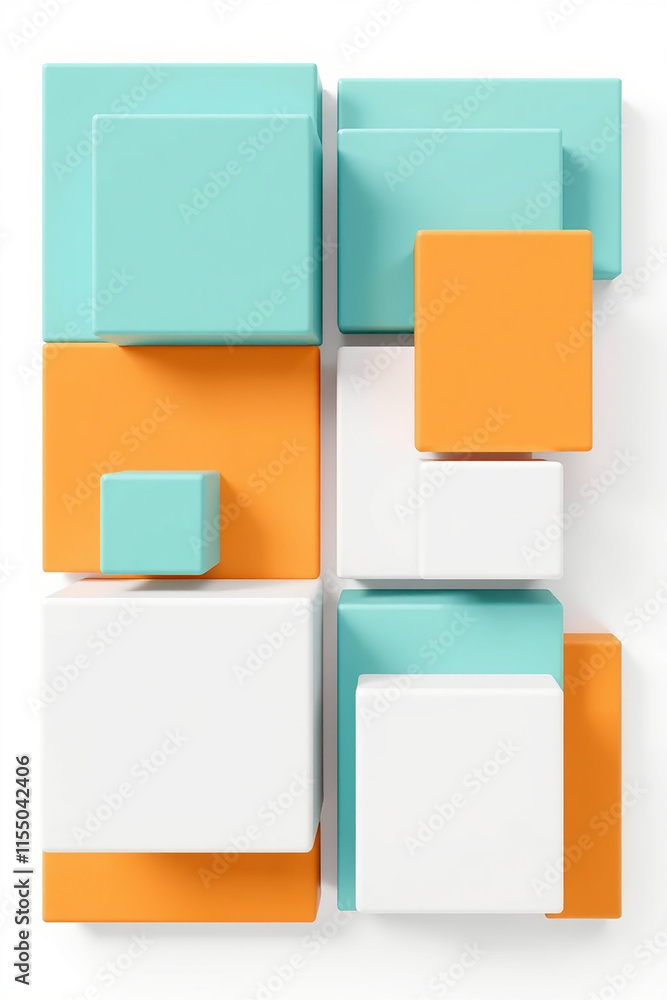 Poster abstract geometric composition of colorful squares. modern design concept.