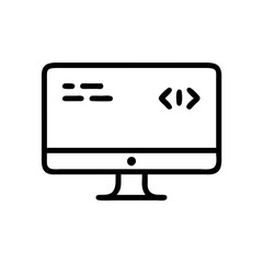 Outline Computer Display Icon for UI, Web, and Graphic Design