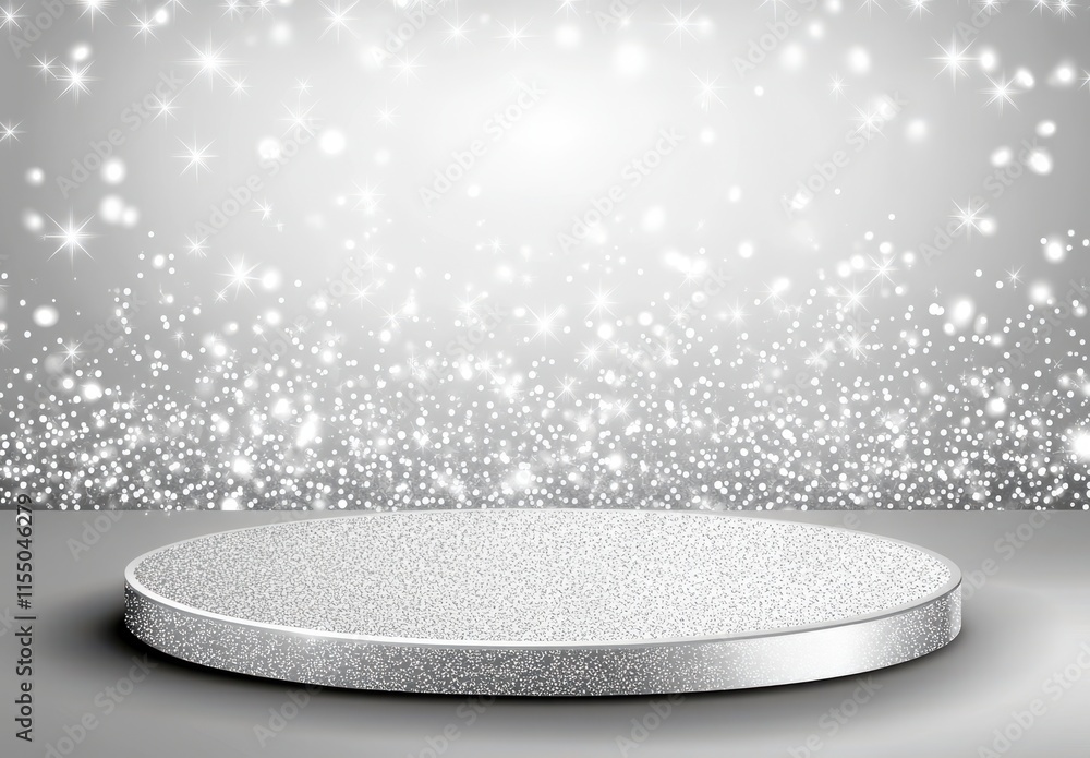 Poster sparkling background with round platforms ideal for product displays, presentations, and creative vi