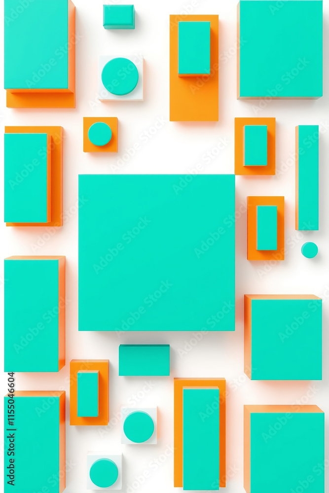 Poster abstract geometric shapes. colorful blocks and circles. modern design concept.