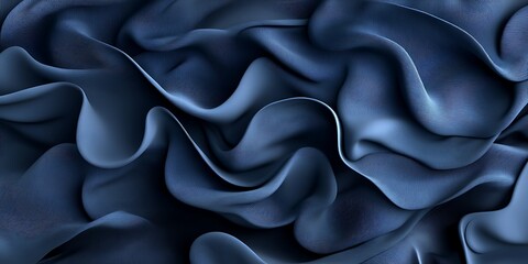 Fototapeta premium Abstract blue fabric texture with deep folds and waves.