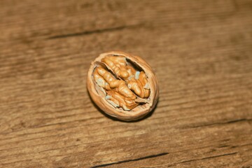 a whole walnut, an open walnut and other pieces