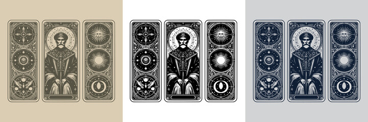 dark mystical monk playing card tattoo design