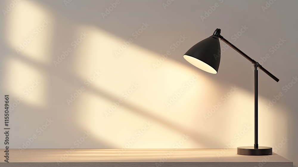 Aufkleber modern desk lamp casting soft shadows on minimalist background