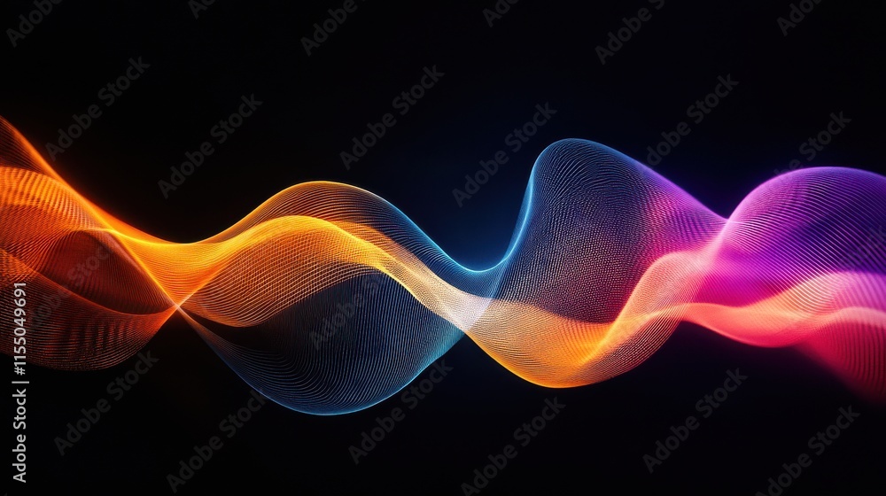 Poster colorful abstract wave patterns with smooth flow and light effects