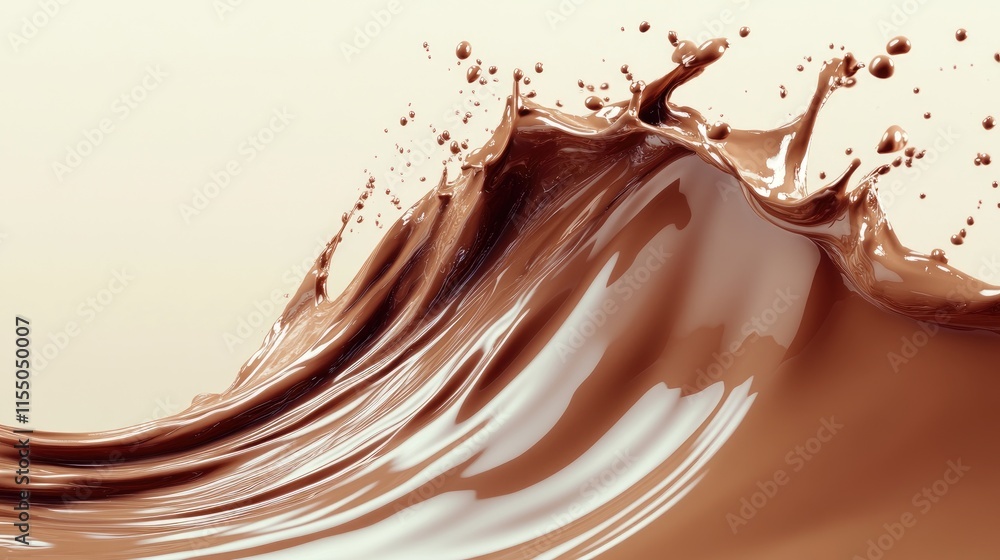 Poster dynamic chocolate splash with smooth flow and creamy texture