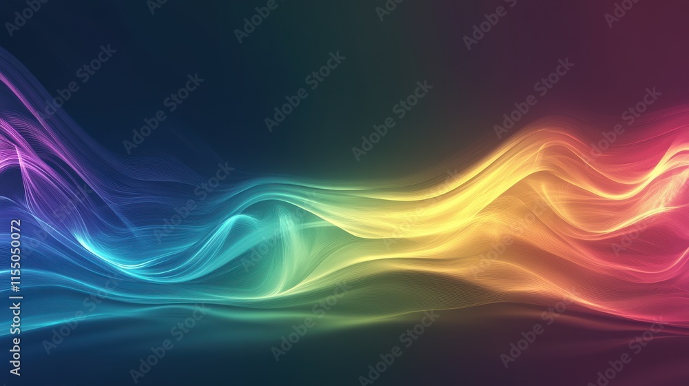 Poster colorful fluid wave patterns on a dark background