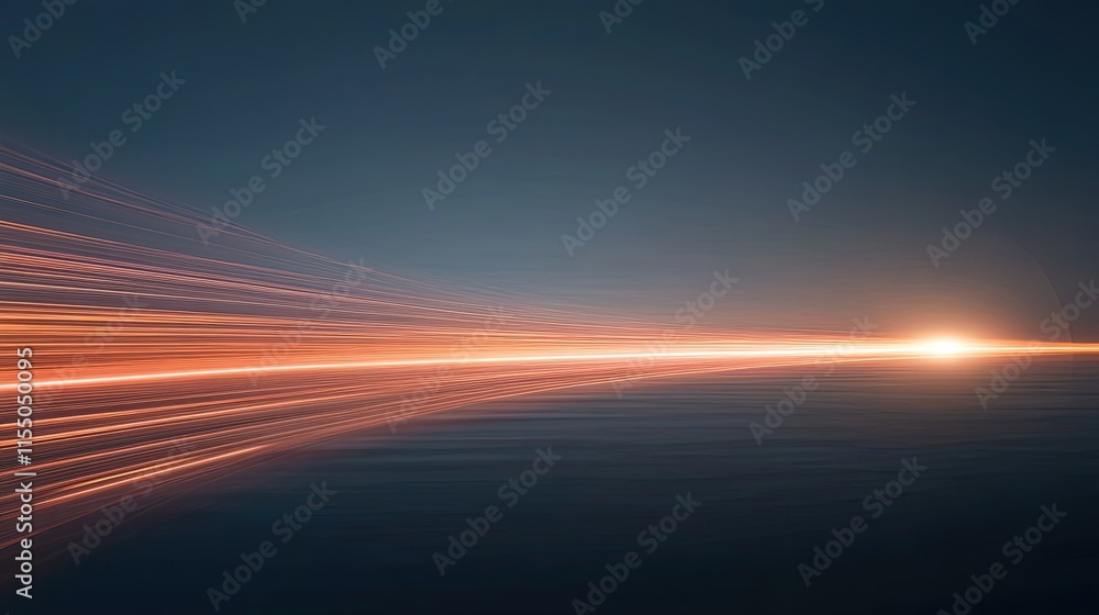 Poster dynamic abstract background with light trails and horizon glow