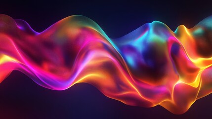 Colorful Abstract Waves in Fluid Motion with Vibrant Light Effects