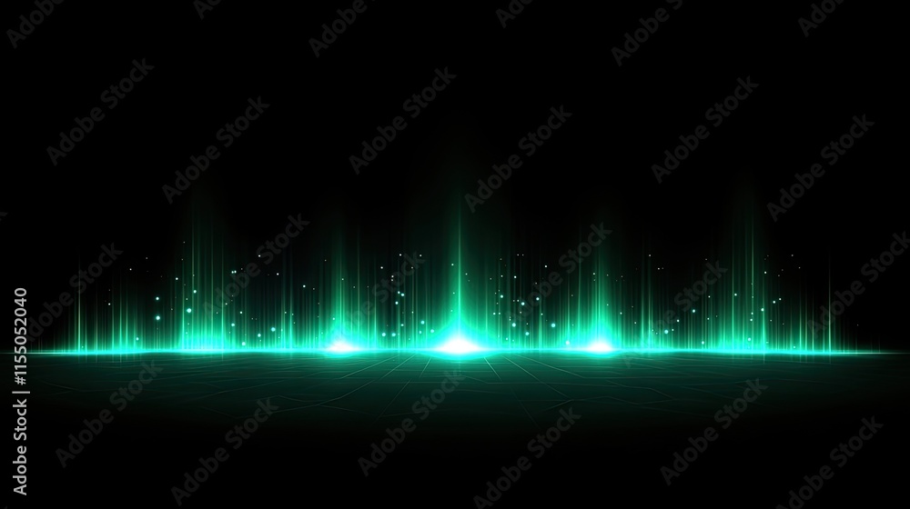 Poster futuristic abstract audio waveform visualization on dark background