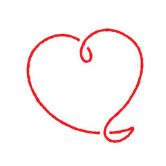 手書きのかわいいハートマーク赤10　線画