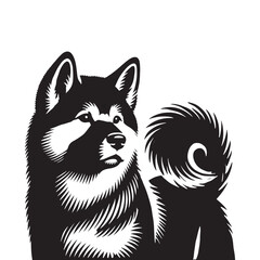 Akita Inu Silhouette - Akita Inu Vector - illustration of dog.