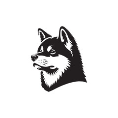 Akita Inu Silhouette - Akita Inu Vector - illustration of dog.