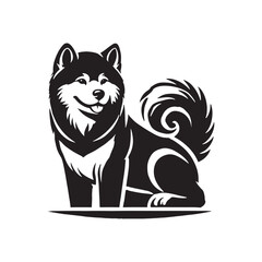 Akita Inu Silhouette - Akita Inu Vector - illustration of dog.