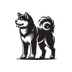 Akita Inu Silhouette - Akita Inu Vector - illustration of dog.