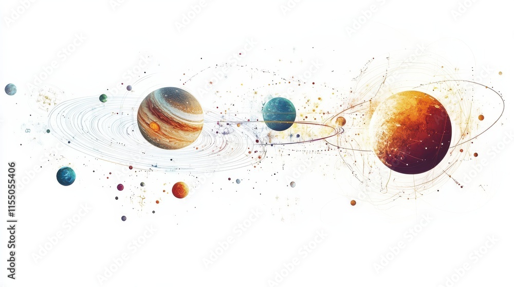Poster Cosmic Journey Through the Solar System with Colorful Planets