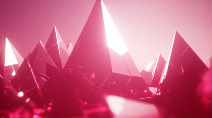 Shimmering pink crystal peaks create mesmerizing abstract landscape