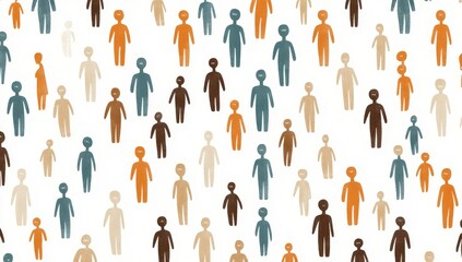 Diverse group of people icons on white background.