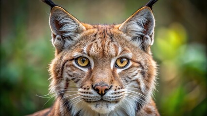 Fototapeta premium Close up portrait of a Eurasian lynx showing detailed facial features, Eurasian lynx, Lynx lynx, close up, wildcat, feline