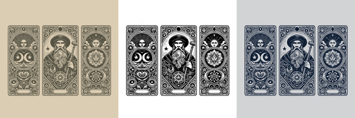 peaceful monk playing card tattoo design
