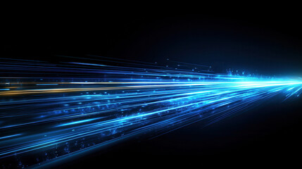 Abstract blue light speed lines background, fast-moving in dark space with copy space for design concept