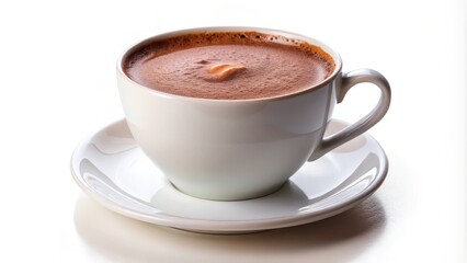 Obraz premium Hot chocolate in a coffee cup isolated on white background, hot chocolate, coffee cup, drink, beverage, mug, isolated
