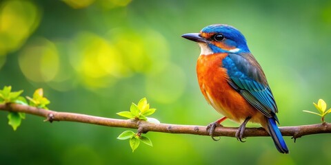 Fototapeta premium Bird perched on a tree branch , wildlife, nature, outdoors, perched, feathers, wings, colorful, tranquil