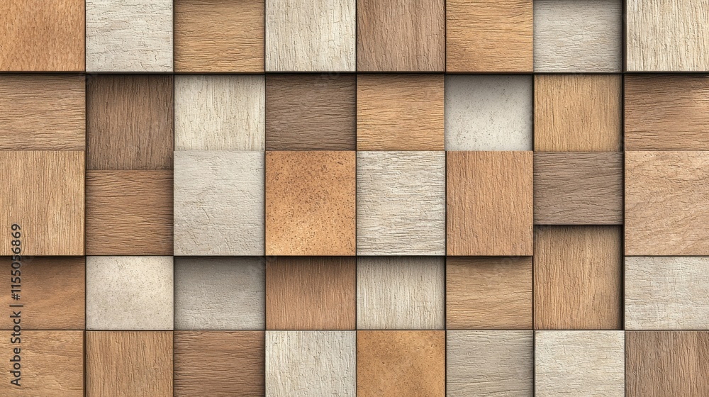 Aufkleber wooden mosaic pattern with varying tones and textures for abstract background