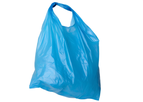 single empty blue plastic bag isolated on a transp.png