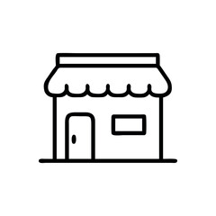 Simple Outline of a Shop Front. Store icon simple line vector. Editable stroke. Store icon vector illustration logo. Isolated on white background.