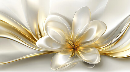 Elegant abstract flower design with golden accents and smooth curves