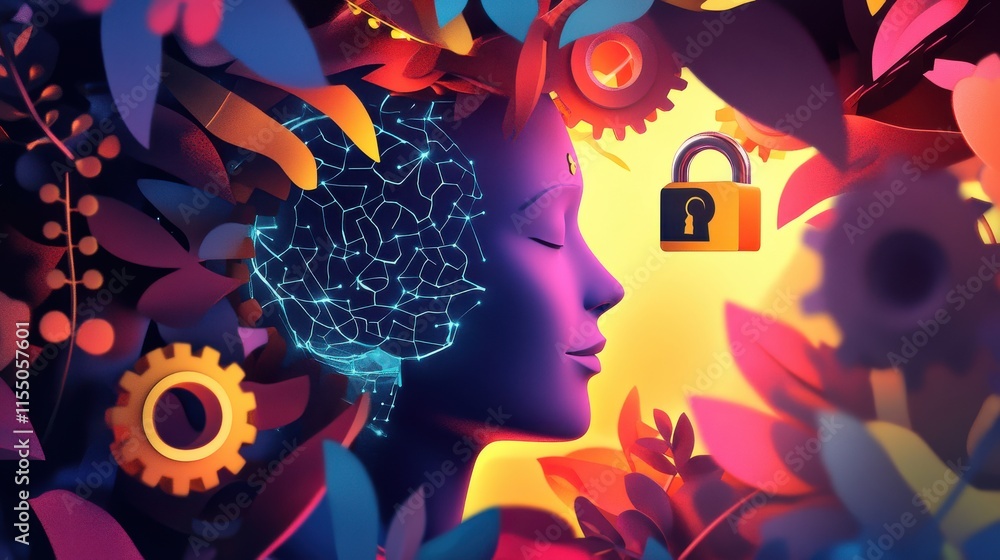Aufkleber abstract representation of artificial intelligence and human emotions