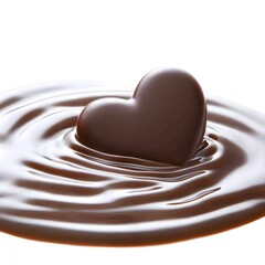 Heart-shaped chocolate in smooth melted cocoa