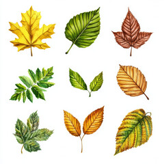 Colorful autumn leaves in various shapes and shades create vibrant display