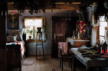 country cottage, village, rural life, farm, homestead, bedroom, fields