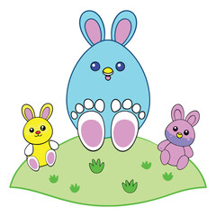 Celebrate Easter Day with this delightful collection of graphic elements in vector illustration style. Featuring Easter eggs, bunnies, spring flowers, and festive decorations