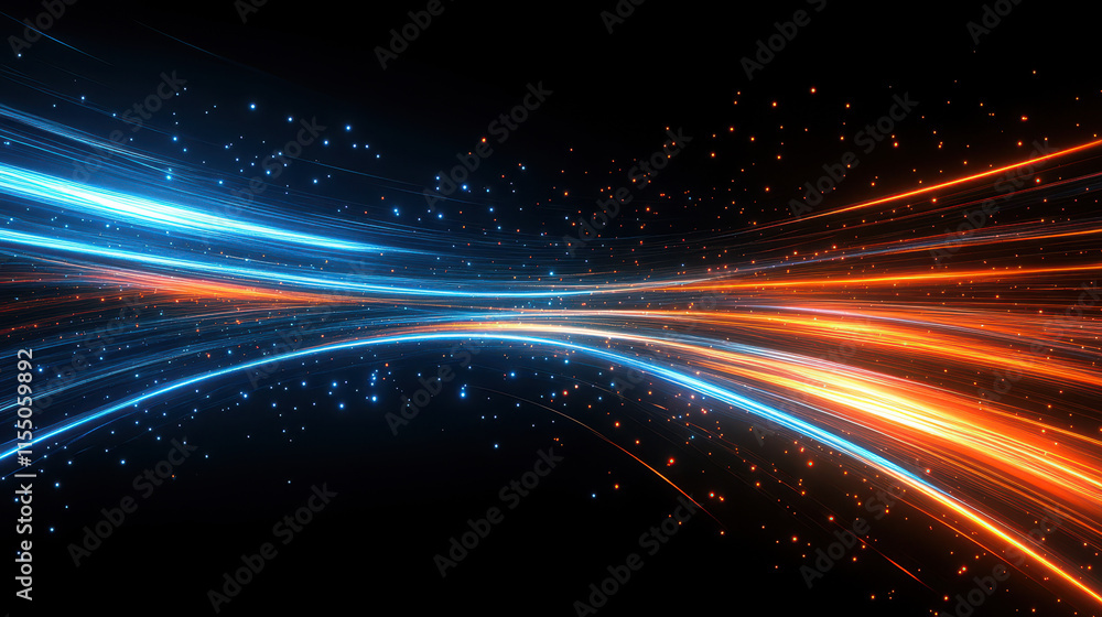 Poster a digital highway of light trails representing fast data transfer, symbolizing the speed and connect