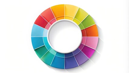 Obraz premium Colorful geometric sections arranged in a circular infographic layout with bold lines and shapes on a clean white background, geometric, circular