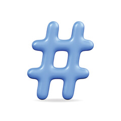 3d vector icon of a blue hashtag symbol, representing social media and connectivity