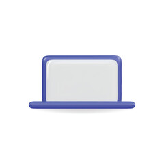 3d vector icon of a blue laptop with a simple, modern design for tech applications