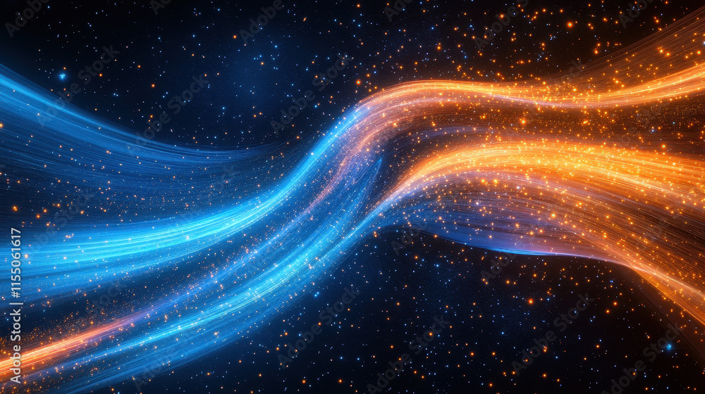 Poster a digital highway of light trails representing fast data transfer, symbolizing the speed and connect