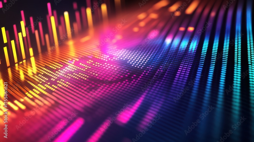 Poster colorful abstract sound wave visualization with vibrant patterns