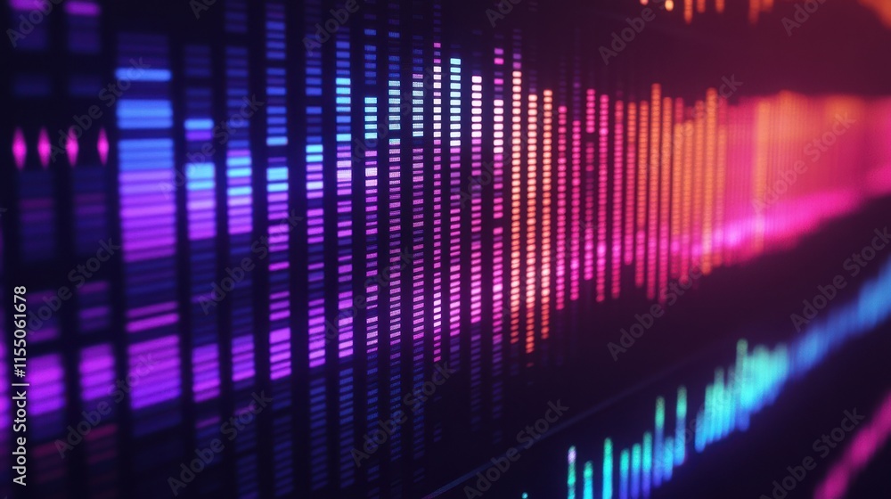 Poster colorful audio waveform visualization with dynamic sound patterns